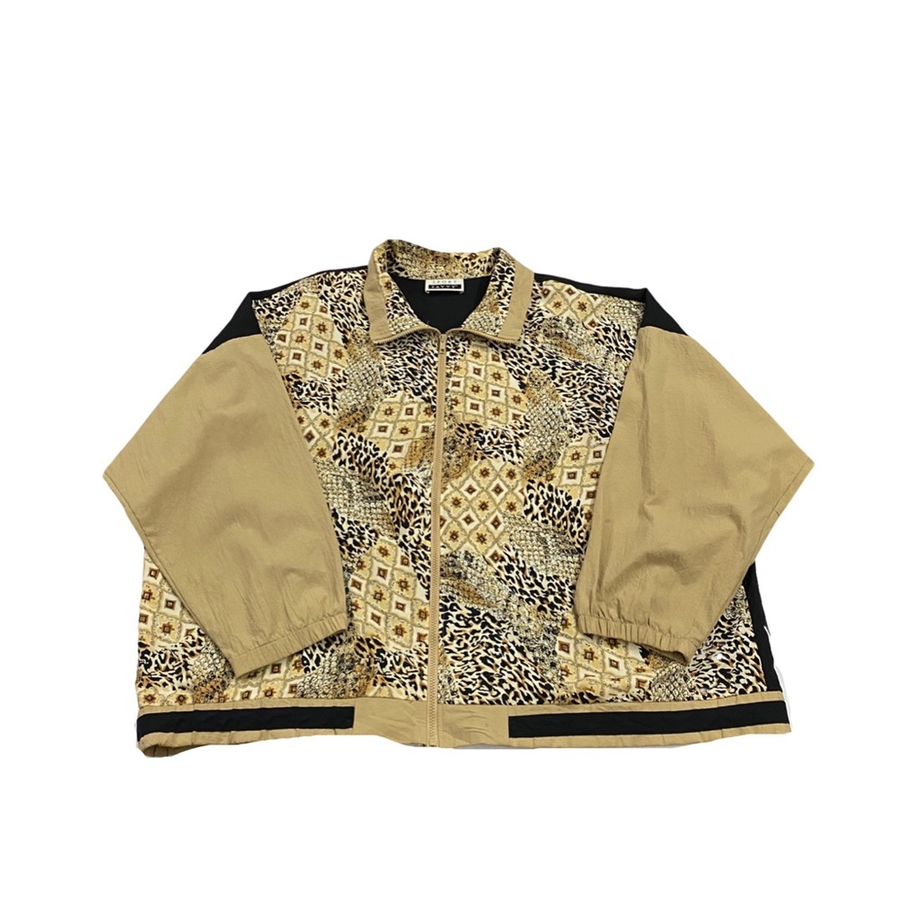 Vintage sport savvy retro animal print windbreaker jacket